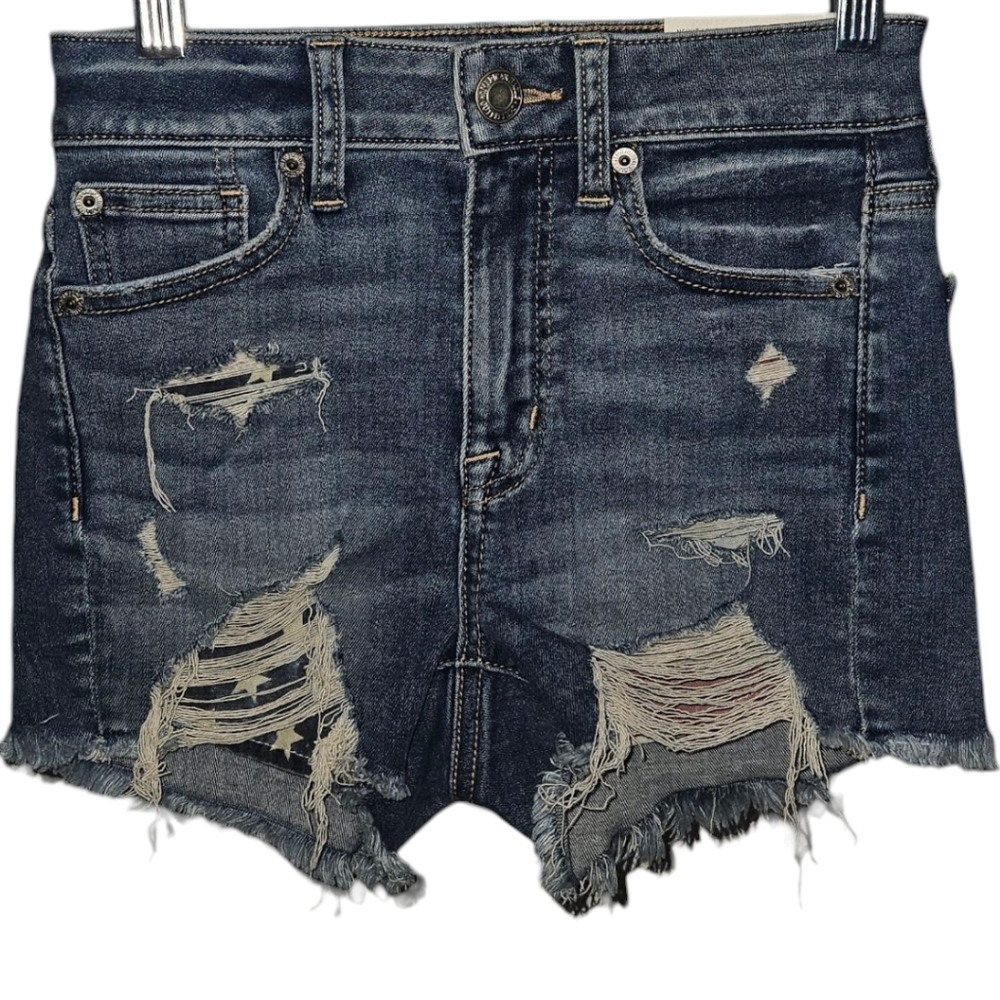 NWT AmericanEagleOutfitters High Rise Shortie NextLevel Stretch Patriotic Shorts